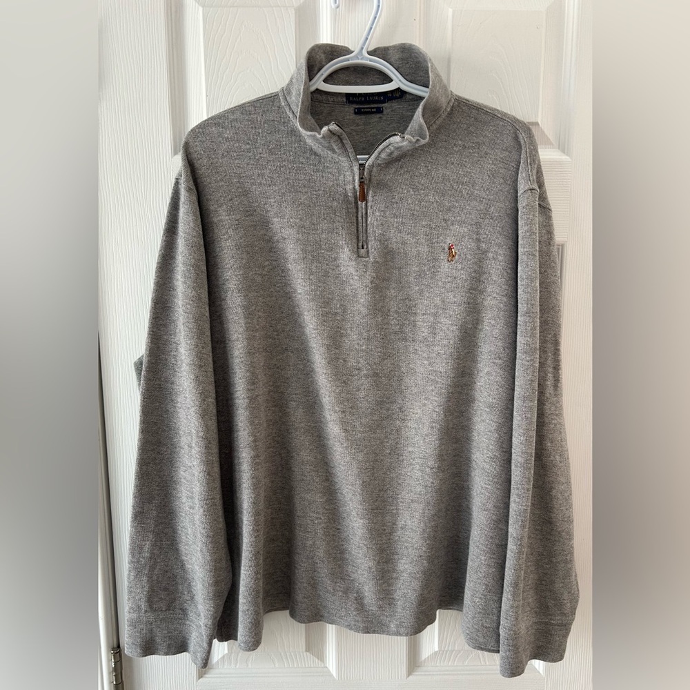 Ralph Lauren Men's Gray 1/4 Zip Sweater - Picture 2 of 8